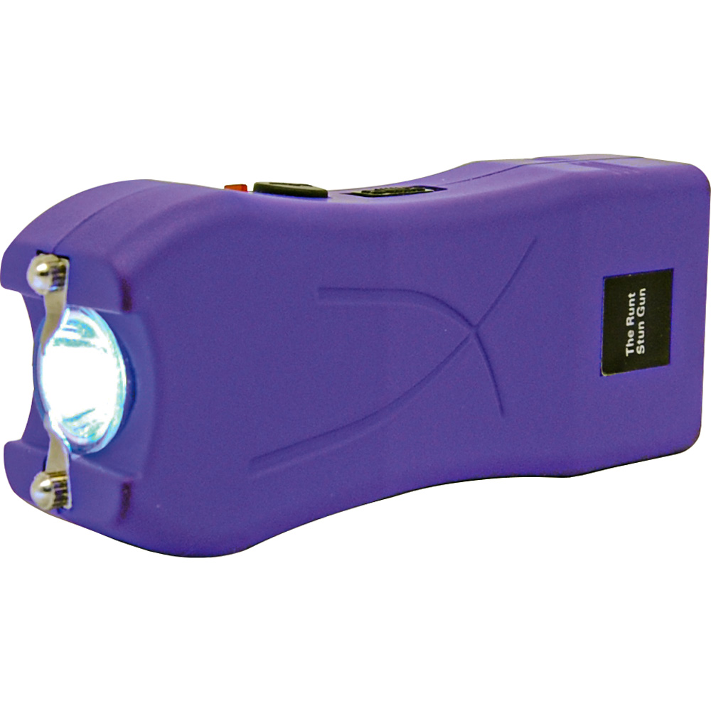 Rechargeable Runt 80,000,000 volt stun gun with flashlight and wrist strap disable pin Purple view 5
